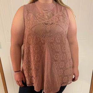 💕Sleeveless Lace Mauve Top💕
